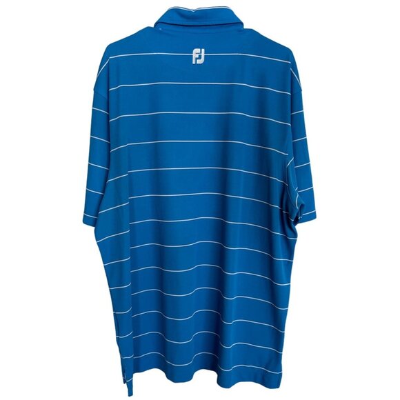 FootJoy FJ Golf Polo Shirt Sky Blue White Stripes Back Logo Mens XL Polyester - Picture 2 of 11